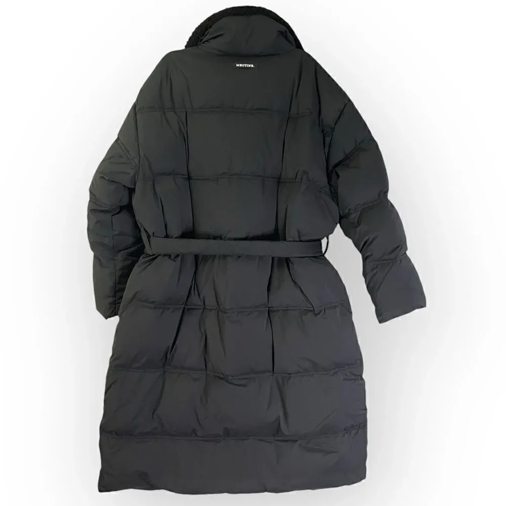 Meotine Sandie Coat Black Long Puffer S/M Down Filled Faux Fur